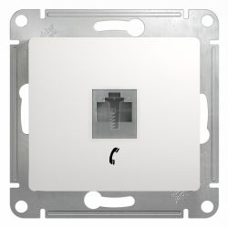 Картинка Розетка Glossa телефонная RJ11 белый без рамки, способ монтажа скрытый, арт. GSL000181T купить 