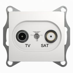 Картинка Розетка Glossa TV оконечная + SAT кабельное белый без рамки, способ монтажа скрытый, арт. GSL000197 купить 