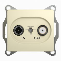 Картинка Розетка Glossa TV оконечная + SAT кабельное бежевый без рамки, способ монтажа скрытый, арт. GSL000297 купить 