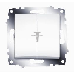 Картинка Выключатель Cosmo двухклавишный белый без рамки, схема 5, способ монтажа скрытый, арт. 619-010200-202 купить 