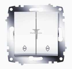 Картинка Переключатель Cosmo двухклавишный схема 6 белый без рамки, способ монтажа скрытый, арт. 619-010200-211 купить 