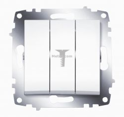 Картинка Выключатель Cosmo трехклавишный белый без рамки, схема 1+1+1, способ монтажа скрытый, арт. 619-010200-254 купить 