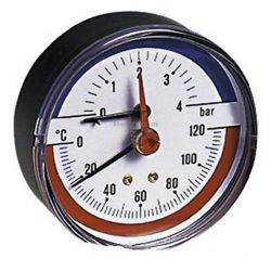 Картинка Термоманометр 0-6 бар вертикальный 1/2" Watts Германия арт. 311P2442 купить 